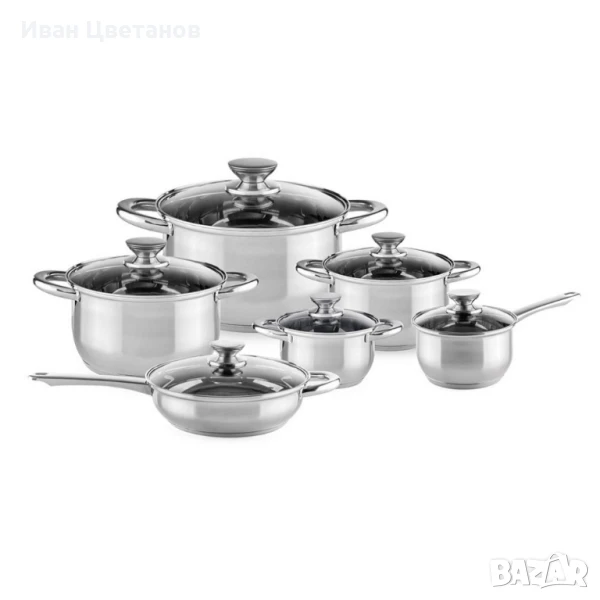 Комплект съдове за готвене Muhler от 12 части, неръждаема стомана, снимка 1