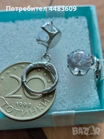 Сребърни обеци с бял цирконии , снимка 3 - Обеци - 53740198