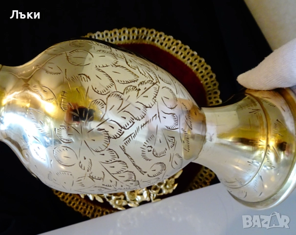 Бронзова ваза с разкошни гравирани орнаменти,маркировка. , снимка 3 - Вази - 52674557