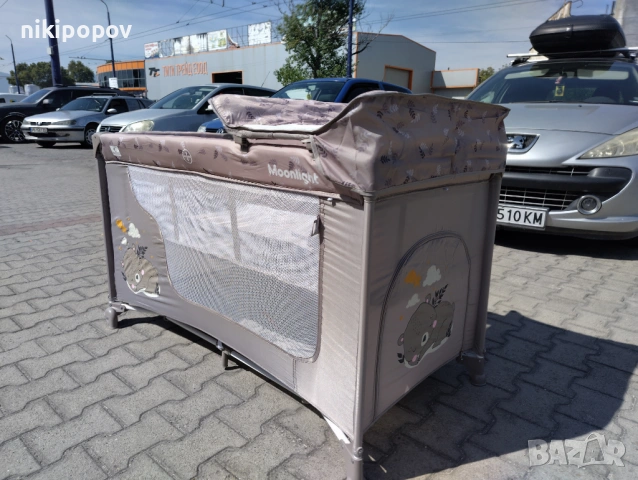 LORELLI Детска кошара на 2 нива с повивалник MOONLIGHT бежов, снимка 9 - Кошарки - 53565221