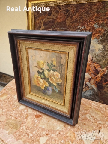 Много добра красива антикварна авторска картина масло върху платно , снимка 7 - Картини - 51509020