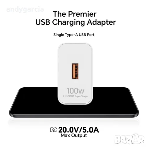 Зарядно устройство Honor SuperCharge Power Adapter, от контакт към USB-C , 100W , бяло, снимка 1 - Оригинални зарядни - 47981505