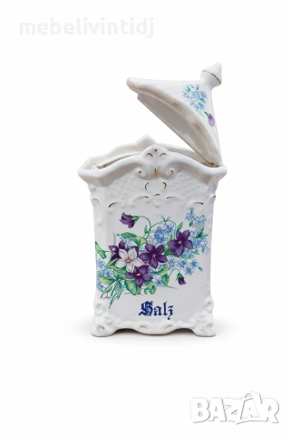 Колекционерски порцеланов буркан за сол, снимка 2 - Антикварни и старинни предмети - 53597101