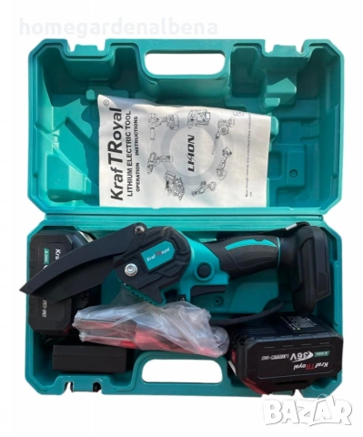 Акумулаторен мини верижен трион KRAFTROYAL – 2 шини и 2 батерии 36V 8Ah, снимка 2 - Градинска техника - 54108468
