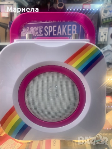 Розова караоке тонколона / 8W / 2 Микрофона и LED