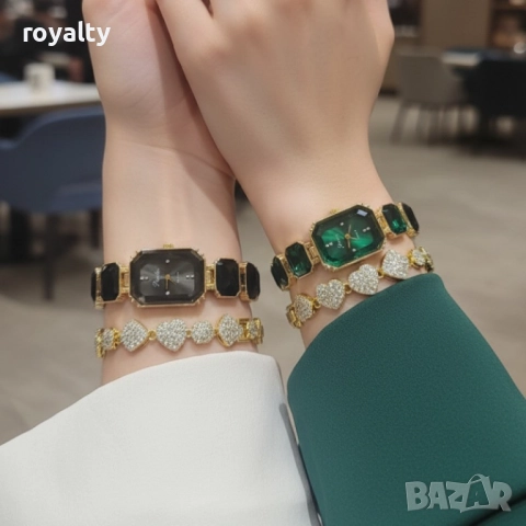 Дамски комплект часовник с кварцов механизъм и гривна, снимка 5 - Бижутерийни комплекти - 52122424