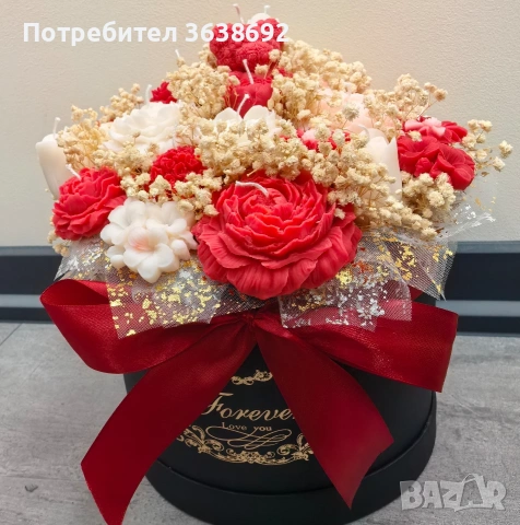 Букет от соев восък , снимка 3 - Ръчно изработени сувенири - 53160438