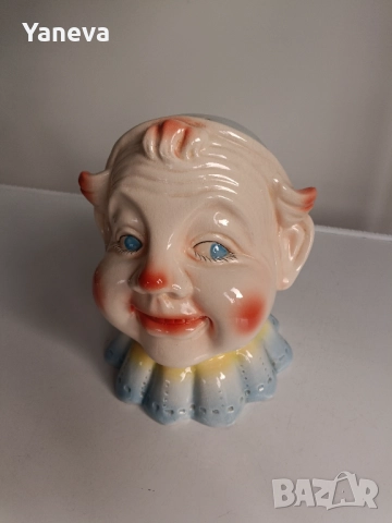 Ретро порцеланова касичка във формата на глава на клоун от Англия. , снимка 6 - Колекции - 52842058