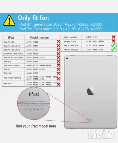 Калъф с клавиатура INFILAND, съвместим с iPad 10,2 инча 2019 г, снимка 3 - Калъфи, кейсове - 47325485