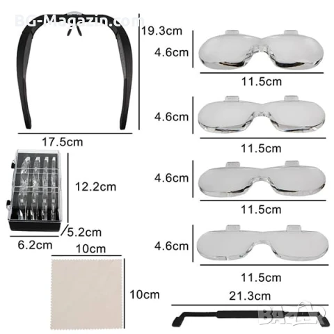 Акумулаторна увеличителна лупа за глава LED осветление очила за четене гоблени бродерия шиене мощна, снимка 13 - Други инструменти - 50919331