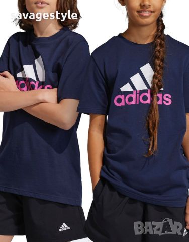 Детска тениска ADIDAS Essentials Two Color Big Logo Cotton Tee Navy, снимка 1 - Детски тениски и потници - 46202410