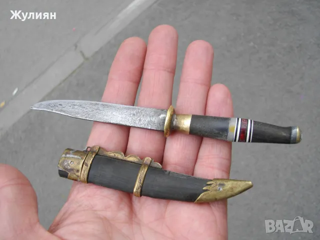 СТАР БАЛКАНСКИ НОЖ НОЖЧЕ ЧИРЕНИ И КАНИЯ БИВОЛСКИ РОГ , снимка 4 - Антикварни и старинни предмети - 50403684