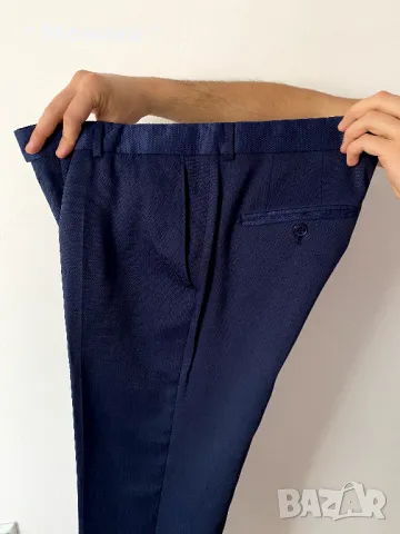 Елегантен мъжки син костюм Теодор (Slim Fit) – отлично състояние, снимка 8 - Костюми - 48926465