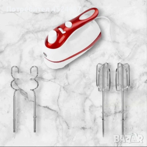 Миксер Voltz, 500W, 5 скорости и турбо бутон, бяло-червен, снимка 4 - Миксери - 53433930