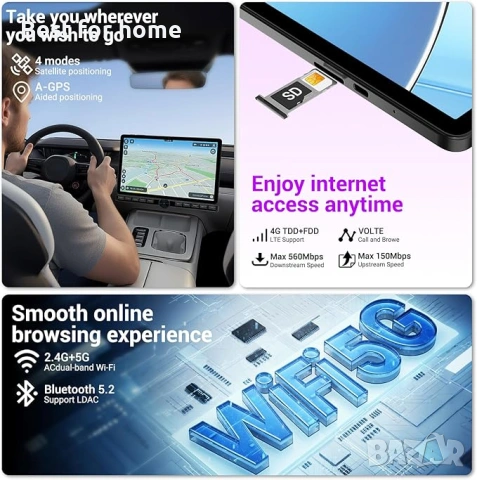 11-инчов Android 15 таблет с 4G LTE /5G WiFi с клавиатура ,мишка ,защитен калъф, стилус, снимка 6 - Таблети - 53722271