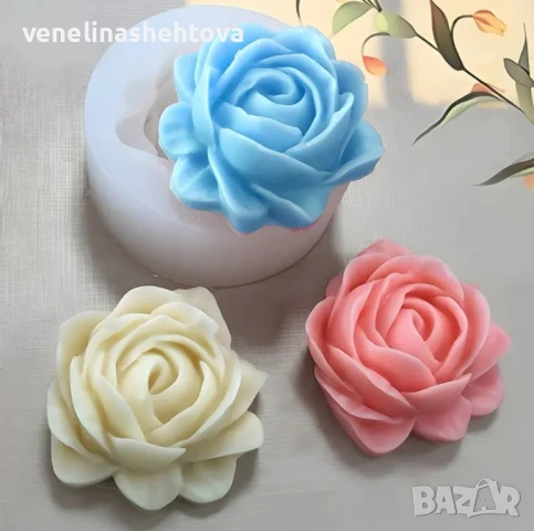 3D разлистена роза Силиконов молд форма за свещи гипс сапун смола фондан 