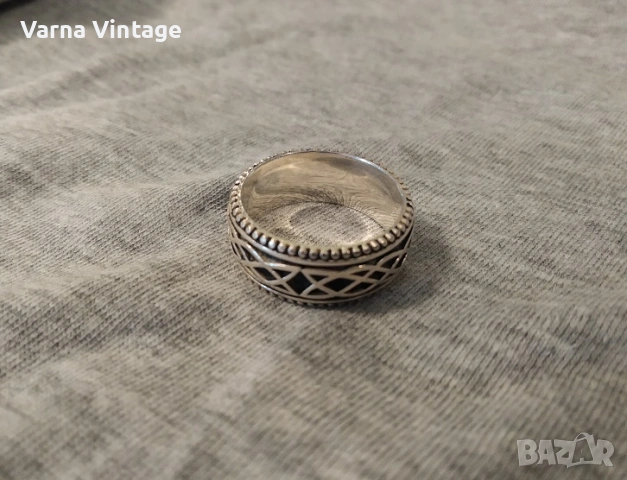 Красив оригинален сребърен пръстен със скандинавски викингски мотиви. 925. 7,1 гр., снимка 2 - Пръстени - 53404515