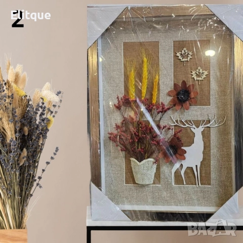 Декорация за стена, крафт картина с хербарии, различни видове 43.5cm*31.5cm, снимка 17 - Картини - 52895784
