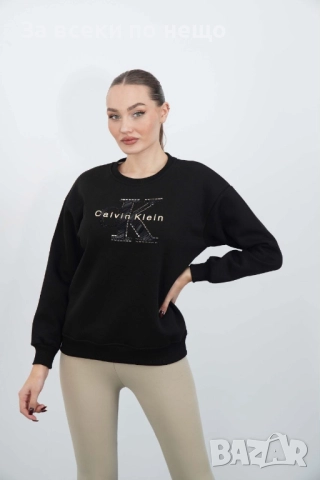 Calvin Klein Дамска Памучна Черна Блуза С Дълъг Ръкав Код A964, снимка 3 - Блузи с дълъг ръкав и пуловери - 52059556