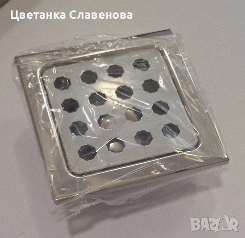 Сифон за баня квадратен 10/10 см Ф40мм неръждаема стомана