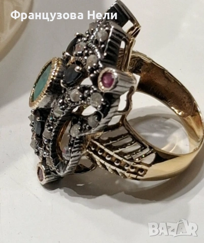 Старинен пръстен, Арт Деко с диаманти, снимка 2 - Пръстени - 53951199