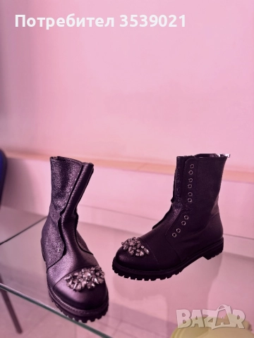 Чисто нови дизайнерски обувки от естествена кожа с камъни , снимка 9 - Дамски боти - 52774491