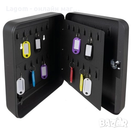 Шкаф за ключове с вкл. ключодържатели, здрава стомана, стенен монтаж Malatec, снимка 2 - Кутии за съхранение - 52561778