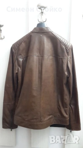 Чисто ново кожено яке размер Л - 52. Естествена кожа. Кафяво, спортен, втален силует., снимка 3 - Якета - 53500838