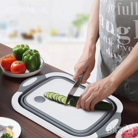 Многофункционална сгъваема дъска за рязане - леген с тапа, снимка 6 - Аксесоари за кухня - 53891287