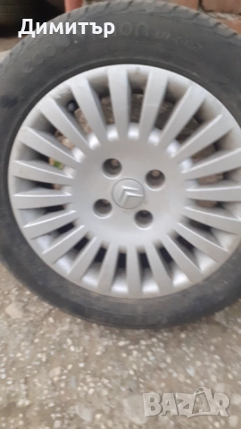 Продавам 4бр. Джанти с гуми в използваемо състояние.Комплекта е от ситроен C3 1.4 здрави ., снимка 1