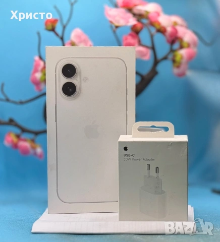 НОВ!!! Apple iPhone 16, 128GB, 5G, White + подарък оригинален адаптер Apple, снимка 3 - Apple iPhone - 53431698