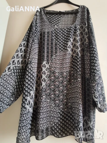 СТРАХОТНА ЕФИРНА ТУНИКА 4XL-5XL, снимка 4 - Туники - 51009773