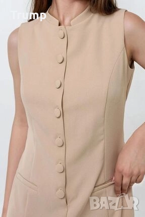  - 20 %  Елегантен къс гащеризон, цвят бежав, снимка 3 - Гащеризони - 51512931