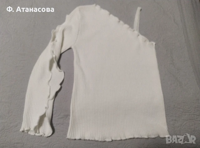 Страхотен дамски летен пуловер уникат, бял, размер С, снимка 2 - Блузи с дълъг ръкав и пуловери - 51275180