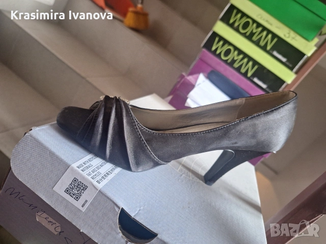 нови обувки Мегияс от сатен , снимка 4 - Дамски обувки на ток - 54160891