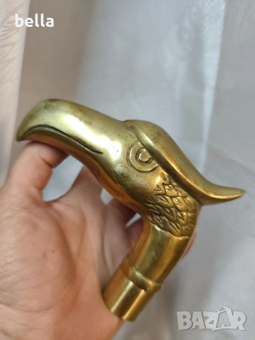 Бронзова дръжка за бастун -орлова глава-масивна, снимка 3 - Антикварни и старинни предмети - 54238635