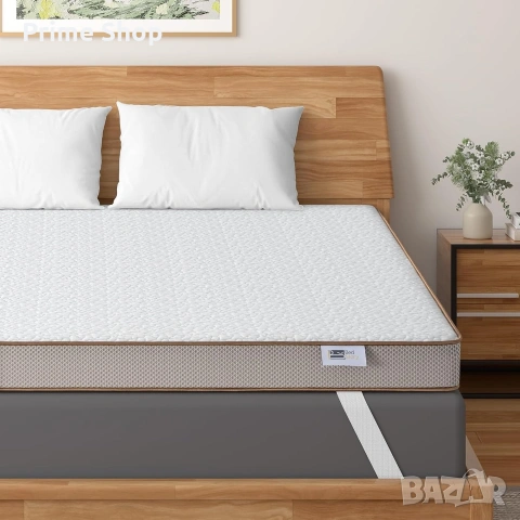 90x200см - Топ матрак BedStory, 7.5 см с мемори пяна и перящ се калъф 