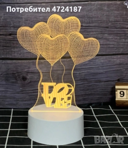 Холограмна 3D LED нощна лампа, 4W, 220V, снимка 9 - Настолни лампи - 53342439
