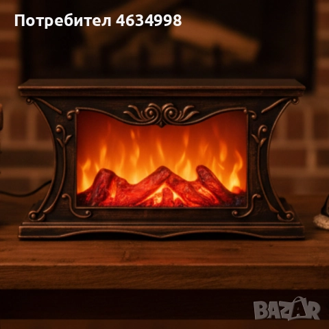 Декоративна LED камина с реалистичен ефект на пламък и жарава