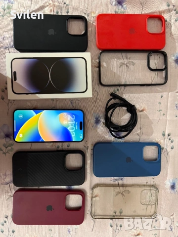 iPhone 14 Pro Max с вградена памет от 256GB в цвят Natural Titanium. Подарък седем броя кейс., снимка 13 - Apple iPhone - 54227765