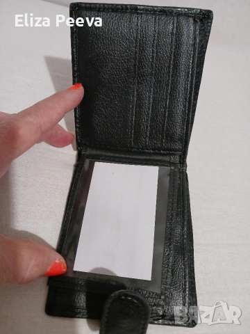 черно мъжко портмоне от естествена кожа, снимка 2 - Портфейли, портмонета - 53142412