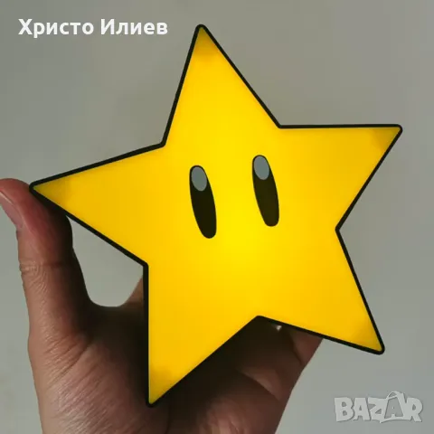 Настолна Нощна 3D лампа Super Mario Супер Марио звезда UCB зареждане, снимка 5 - Настолни лампи - 47292311