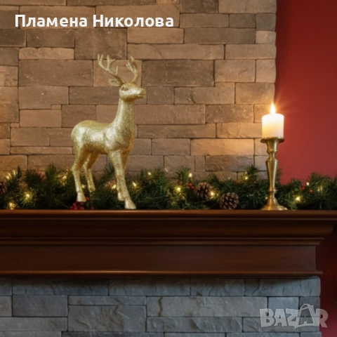 Декоративен Коледен eлен – Златист или бял, с празнични детайли, снимка 2 - Декорация за дома - 52658875