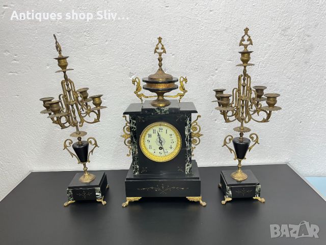 Френски каминен часовник. №5355, снимка 1 - Антикварни и старинни предмети - 45668156