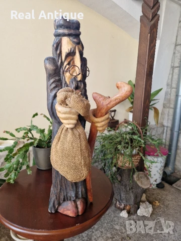 Прекрасна антикварна голяма дървена фигура статуетка , снимка 4 - Антикварни и старинни предмети - 50520728