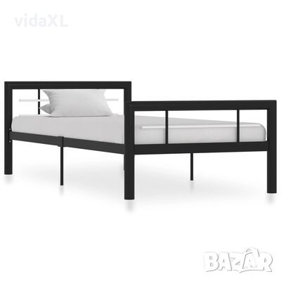 vidaXL Рамка за легло, черно и бяло, метал, 90x200 см(SKU:284550