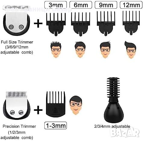 Нов Hatteker Мултифункционален Комплект за Подстригване - Идеален Подарък за мъж, снимка 6 - Електрически самобръсначки - 45197595