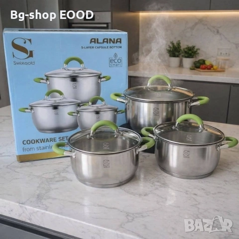 Комплект от 3 броя Премиум Тенджери Swissgold + Капаци, снимка 2 - Съдове за готвене - 54087311