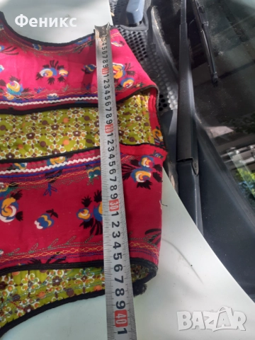 Старо червено шарено елече елек за народна носия, снимка 7 - Антикварни и старинни предмети - 51487702