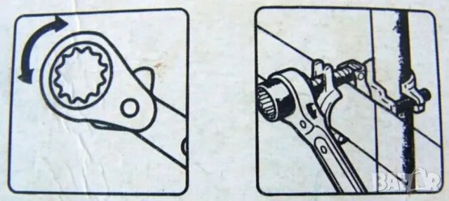 Нови Японски Гаечен КЛЮЧ 19x22 мм тип Тресчотка Вложка Лула Шило Лост Щанга и ЖАБКИ за Скеле БАРТЕР, снимка 10 - Други инструменти - 50116052